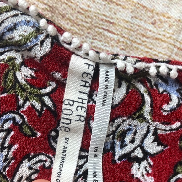 Anthropologie Feather Bone Latrobe floral lace-up smocked peplum blouse - Picture 2 of 9